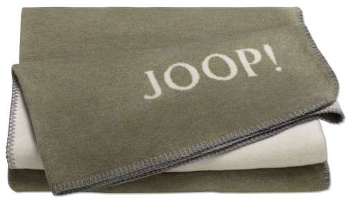 JOOP! MELANGE-Doubleface Plaid / Decke Oliv-Natur 150 x 200cm