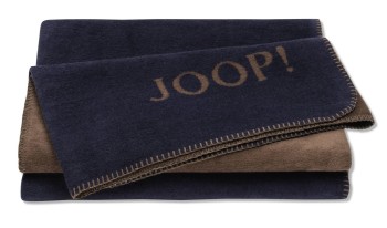 JOOP!  Uni-Doubleface Plaid / Decke Marine-Karamell 150 x...