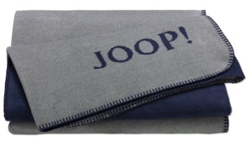 JOOP!  Uni-Doubleface Plaid / Decke Silber-Navy 150 x 200cm