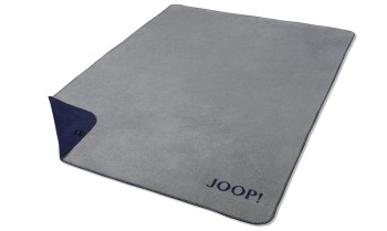 JOOP!  Uni-Doubleface Plaid / Decke Silber-Navy 150 x 200cm