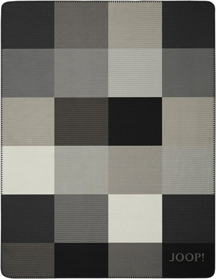 JOOP!  MOSAIC Plaid / Decke Schwarz-Natur 150 x 200cm