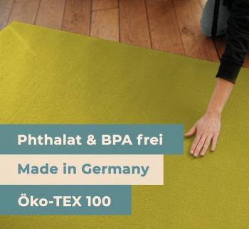 Sanosoft® Krabbelmatte Made in Germany & Öko-Tex - 120cm X 120cm Mangogelb