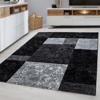 Kurzflor Teppich HAWAII Schwarz