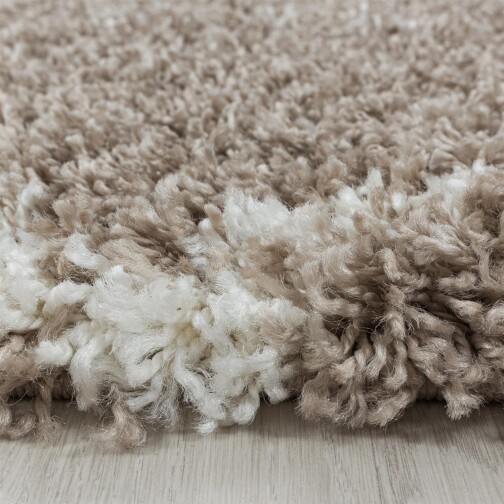 Hochflor Teppich ALVOR Beige 80 cm Rund