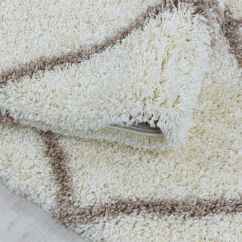 Hochflor Teppich ALVOR Creme 80 x 250 cm
