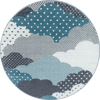 Kinder Teppich BAMBI Blau 120 cm Rund