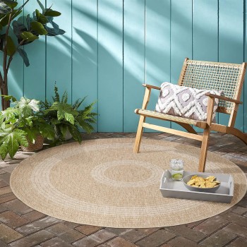 Outdoor Teppich COMILLA Beige 160 cm Rund