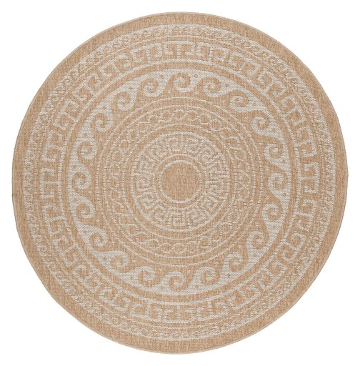 Outdoor Teppich COMILLA Beige 120 cm Rund