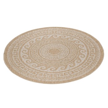 Outdoor Teppich COMILLA Beige 120 cm Rund