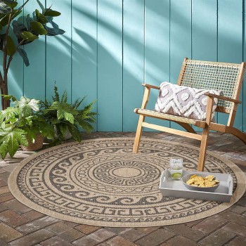 Outdoor Teppich COMILLA Schwarz 200 cm Rund