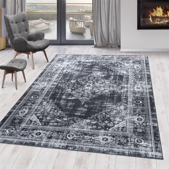 Waschbarer Teppich FIESTA Schwarz 80 x 250 cm