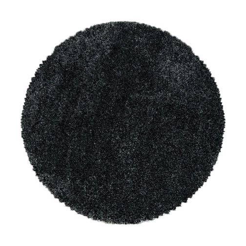 Hochflor Teppich FLUFFY Anthrazit 80 cm Rund