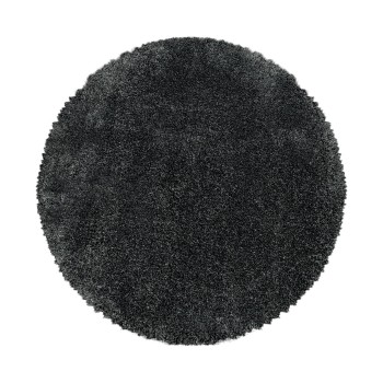 Hochflor Teppich FLUFFY Grau 200 cm Rund