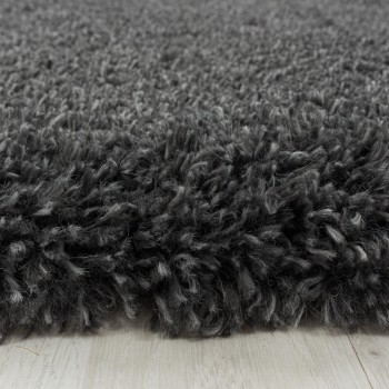 Hochflor Teppich FLUFFY Grau 200 cm Rund