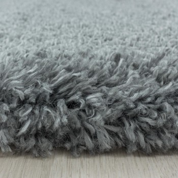 Hochflor Teppich FLUFFY Hellgrau 120 cm Rund
