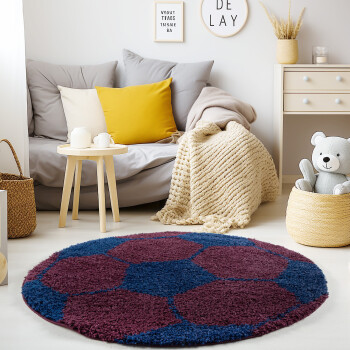 Kinder Teppich FUN Marineblau 100 cm Rund