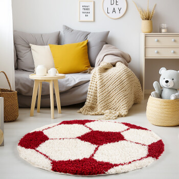 Kinder Teppich FUN Rot 120 cm Rund