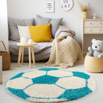 Kinder Teppich FUN Türkis 120 cm Rund