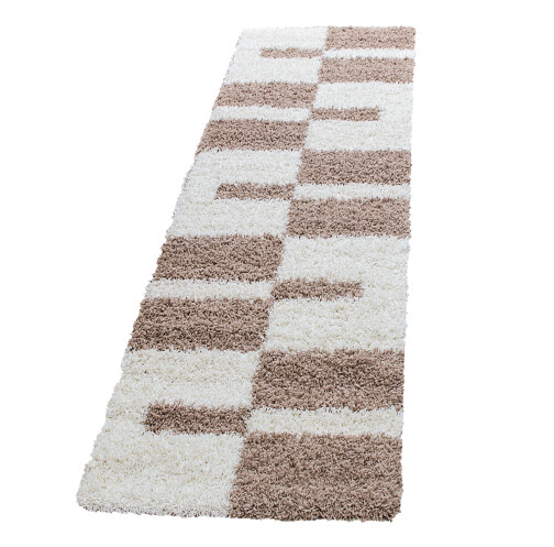 Hochflor Teppich GALA Beige 80 x 250 cm