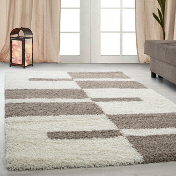 Hochflor Teppich GALA Beige 200 cm x 290 cm