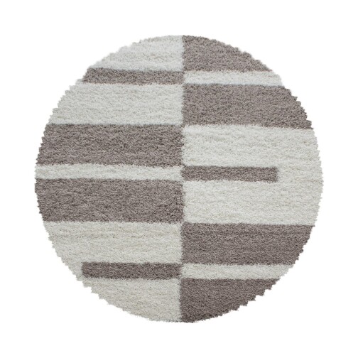 Hochflor Teppich GALA Beige 80 cm Rund