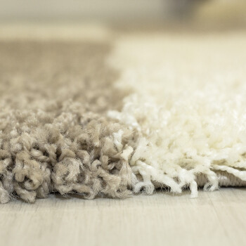 Hochflor Teppich GALA Beige 80 cm Rund