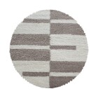 Hochflor Teppich GALA Beige 80 cm Rund