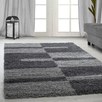 Hochflor Teppich GALA Grau 60 x 110 cm