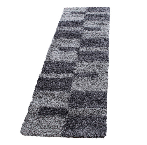 Hochflor Teppich GALA Grau 80 x 250 cm