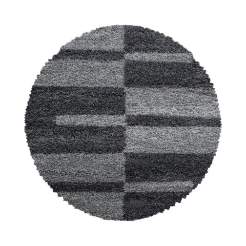 Hochflor Teppich GALA Grau 80 cm Rund