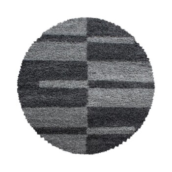 Hochflor Teppich GALA Grau 80 cm Rund