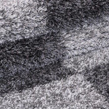 Hochflor Teppich GALA Grau 80 cm Rund