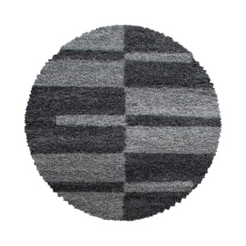 Hochflor Teppich GALA Grau 120 cm Rund