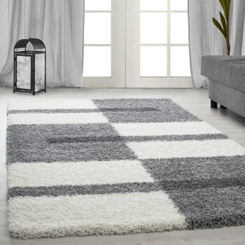 Hochflor Teppich GALA Hellgrau 80 x 150 cm