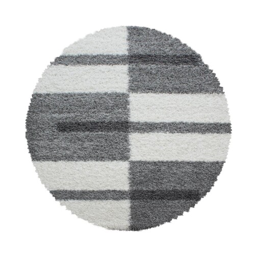 Hochflor Teppich GALA Hellgrau 80 cm Rund