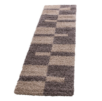 Hochflor Teppich GALA Taupe 80 x 250 cm