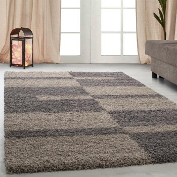 Hochflor Teppich GALA Taupe 100 cm x 200 cm
