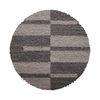 Hochflor Teppich GALA Taupe 80 cm Rund