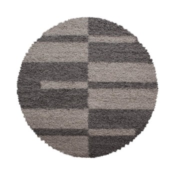 Hochflor Teppich GALA Taupe 120 cm Rund
