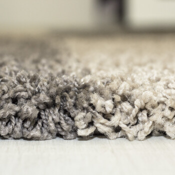 Hochflor Teppich GALA Taupe 160 cm Rund