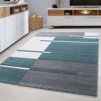 Kurzflor Teppich HAWAII Blau 200 cm x 290 cm