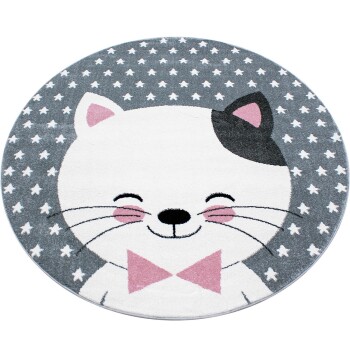 Kinder Teppich KIDS Pink 160 cm Rund