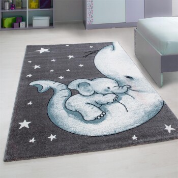 Kinder Teppich KIDS Blau 140 x 200 cm