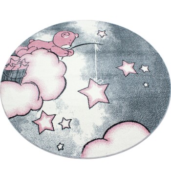 Kinder Teppich KIDS Pink 160 cm Rund
