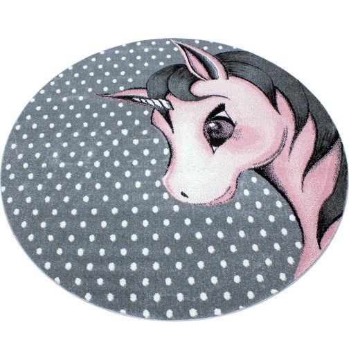 Kinder Teppich KIDS Pink 120 cm Rund