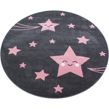 Kinder Teppich KIDS Pink 120 cm Rund