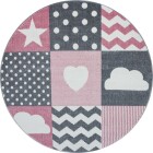 Kinder Teppich KIDS Pink 160 cm Rund