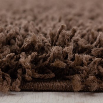 Hochflor Teppich LIFE Braun 80 cm Rund