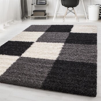 Hochflor Teppich LIFE Schwarz 200 cm x 290 cm