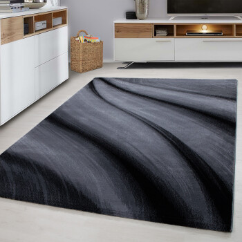 Kurzflor Teppich MIAMI Schwarz 80 x 150 cm